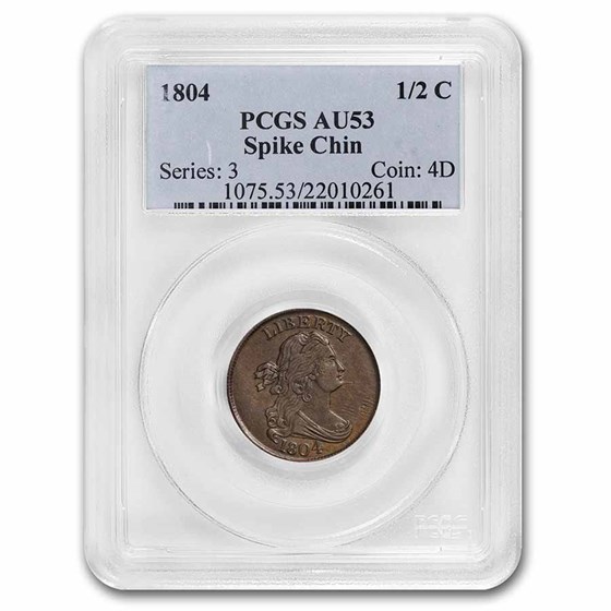 1804 Half Cent AU-53 PCGS (Spiked Chin) 1804 Half Cent AU-53 PCGS (Spiked Chin)