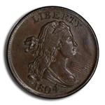 1804 Half Cent AU-58 PCGS CAC (Brown, Spiked Chin)