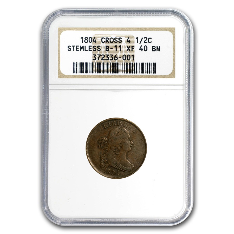 Buy 1804 Half Cent Crosslet 4 Stemless XF-40 NGC | APMEX