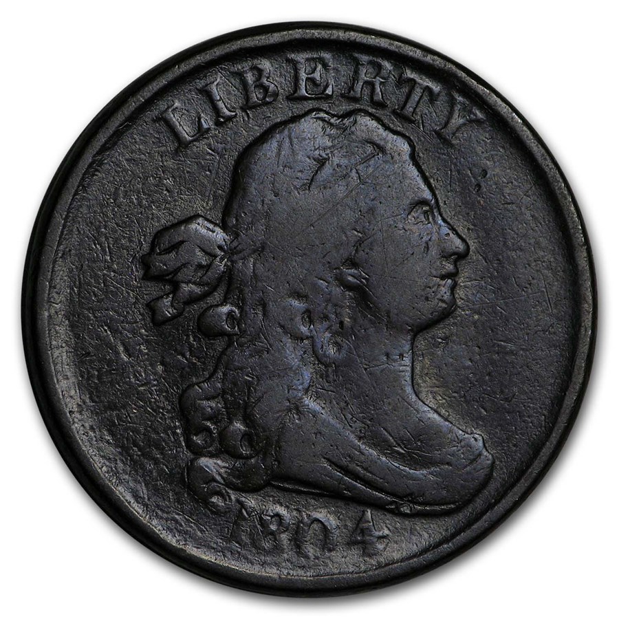 1804 Half Cent Plain 4 Stemless Fine