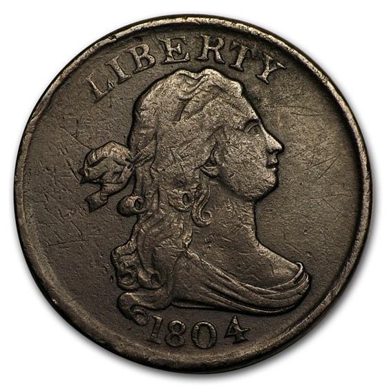 1804 Half Cent Plain 4 Stemless VF