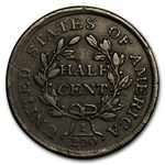 1804 Half Cent Plain 4 Stemless VF