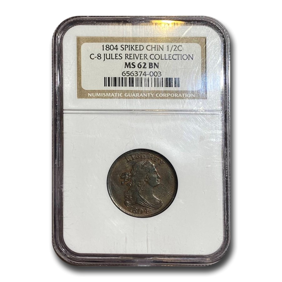 1804 Half Cent Spiked Chin MS-62 NGC (Brown, C-8)