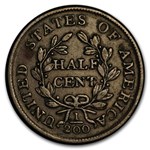 1804 Half Cent Spiked Chin VF