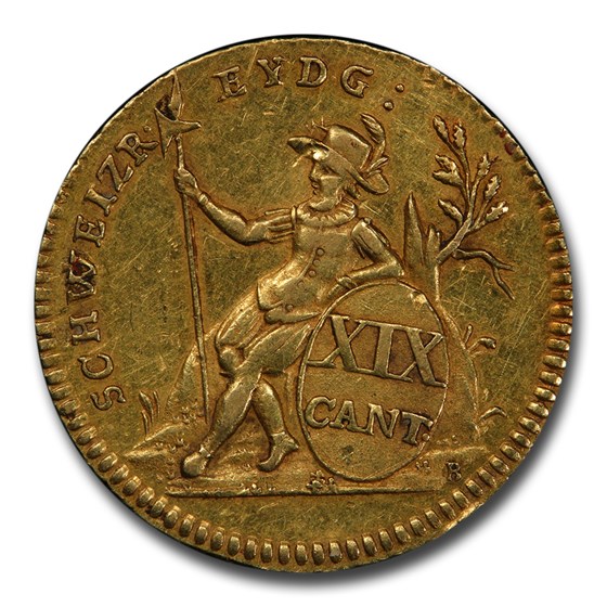 1804 Swiss Cantons Luzern Gold 10 Franks AU-55 PCGS