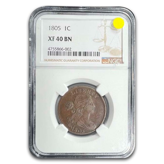1805 Draped Bust Large Cent XF-40 NGC (Brown)
