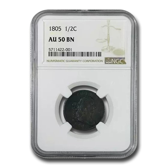 1805 Half Cent AU-50 NGC (Brown) 1805 Half Cent AU-50 NGC (Brown)