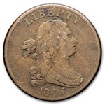 1805 Half Cent Large 5 w/Stems VF