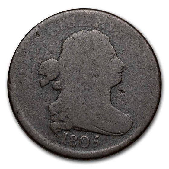 1805 Half Cent Medium 5, Stemless Good+ 1805 Half Cent Medium 5, Stemless Good+