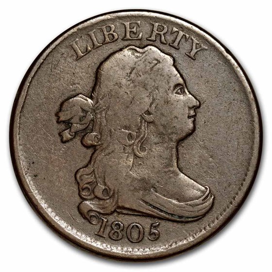 1805 Half Cent Medium 5, Stemless VG