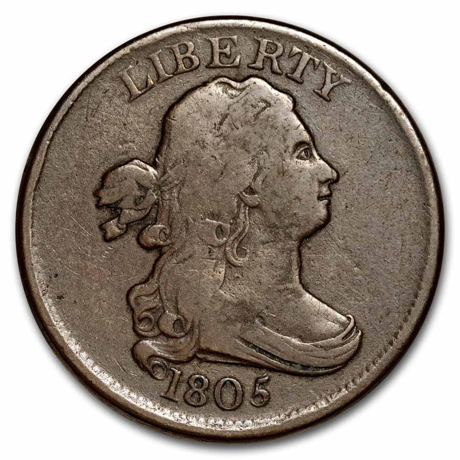 1805 Half Cent Medium 5, Stemless VG