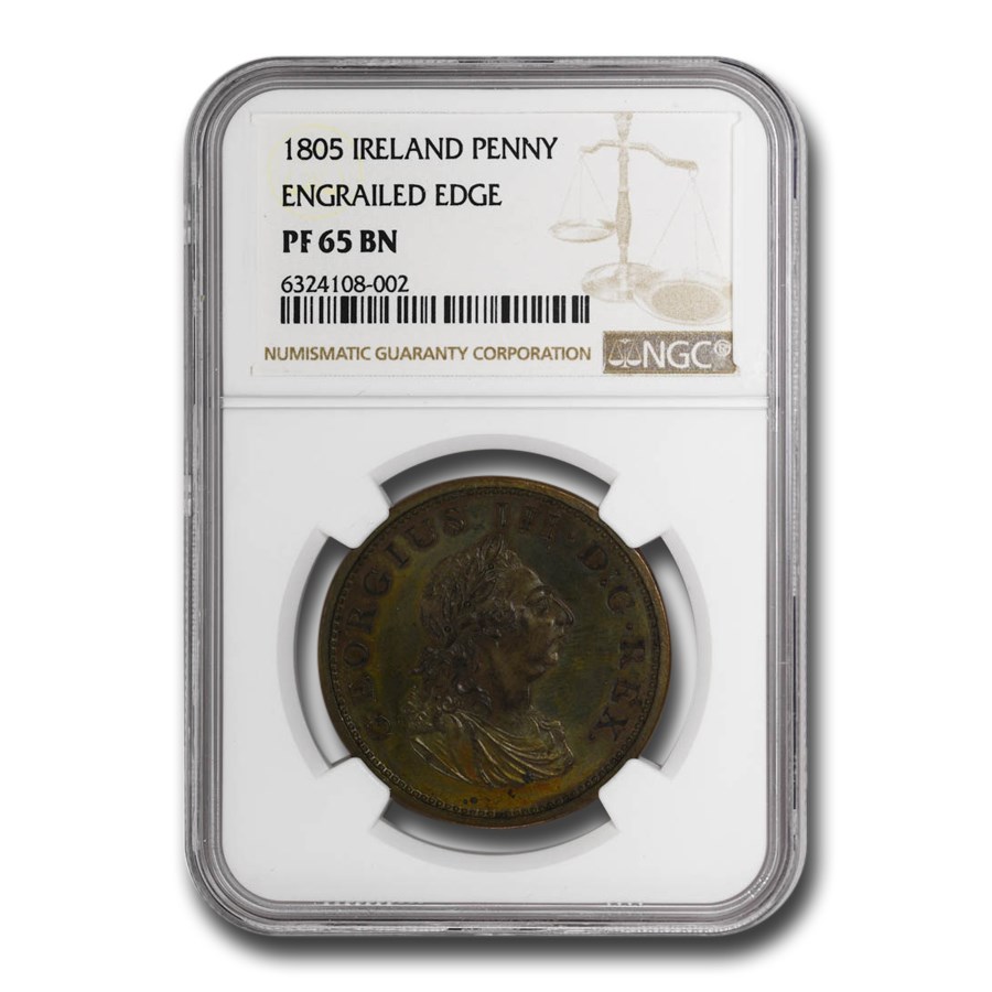 1805 Ireland Bronzed Copper Penny PF-65 NGC (Brown)