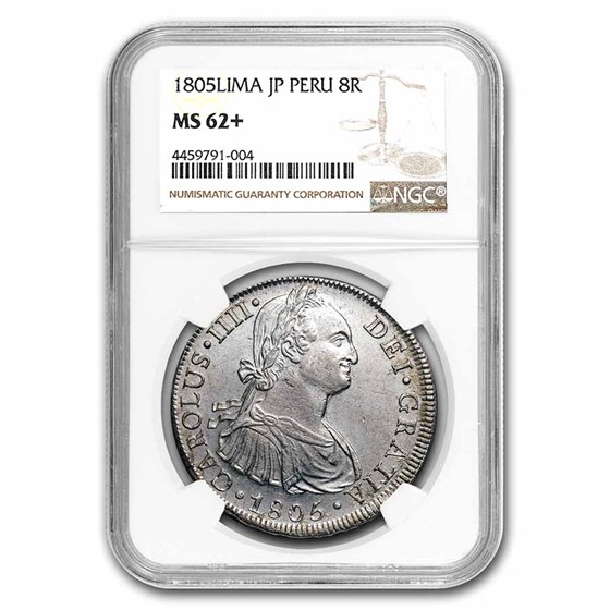 1805-LIMA JP Peru Silver 8 Reales MS-62+ NGC 1805-LIMA JP Peru Silver 8 Reales MS-62+ NGC
