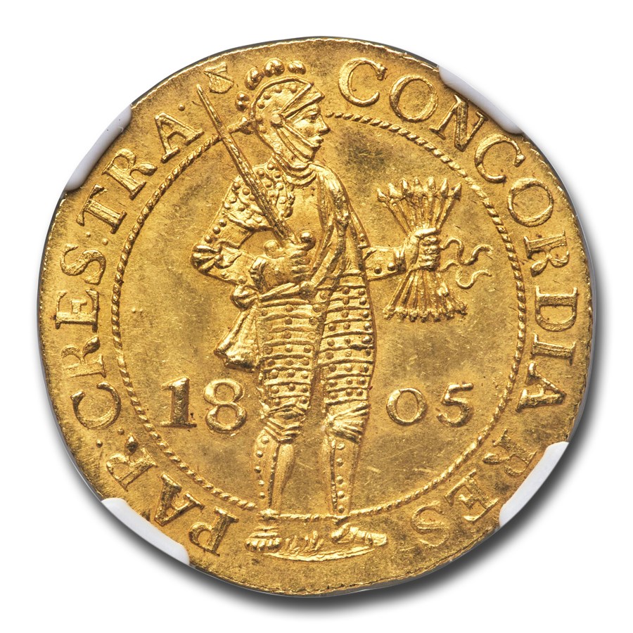 1805 Netherlands Gold 2 Ducat MS-66 NGC