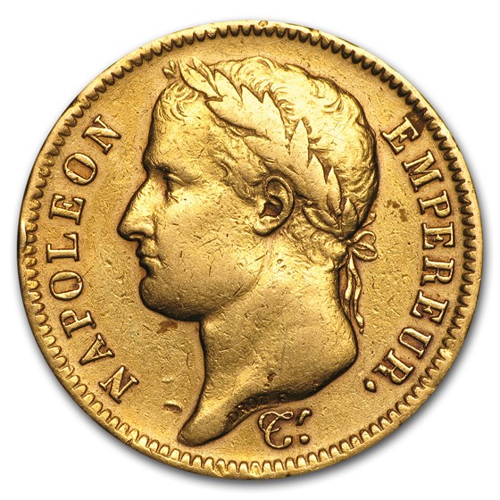 1806-1813 France Gold 40 Francs Napoleon I Avg Circ (Scruffy)