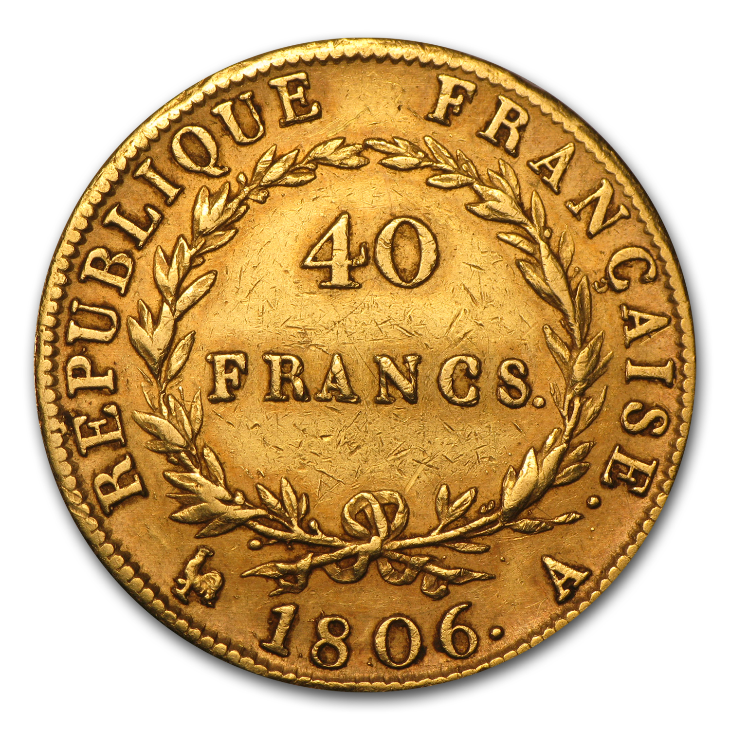 フランス領　フラン　黄銅　まとめ 1806-1813-france-gold-40-