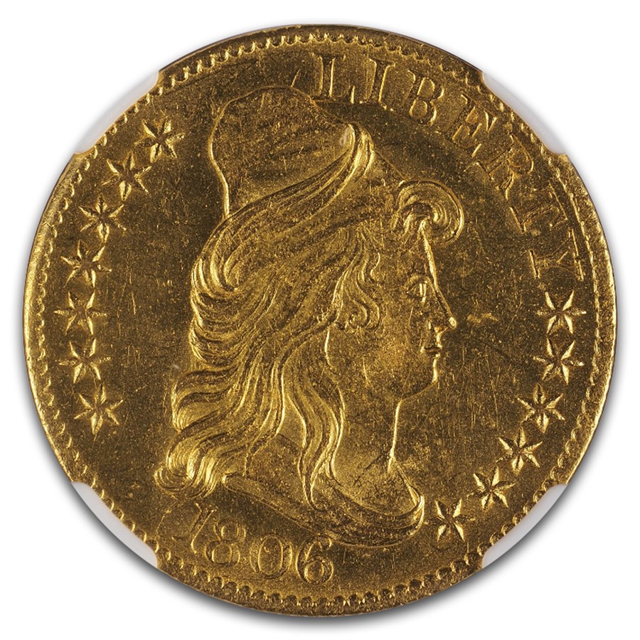 1806 $5 Capped Bust Gold Half Eagle Knobbed 6 MS-64 NGC (BD-6)