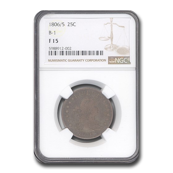 1806/5 Draped Bust Quarter Fine-15 NGC (B-1) 1806/5 Draped Bust Quarter Fine-15 NGC (B-1)