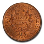 1806 Draped Bust Half Cent MS-63 PCGS CAC (Red, Large 6, Stars)