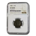 1806 Draped Bust Half Cent XF-40 NGC (Brown)