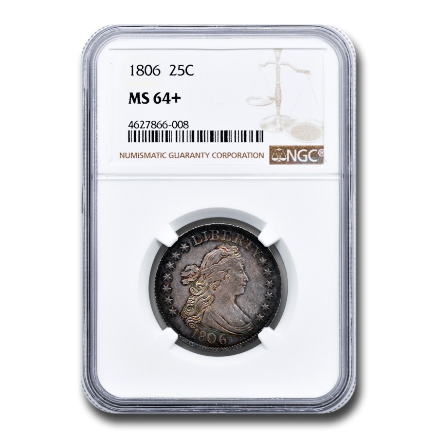 1806 Draped Bust Quarter MS-64+ NGC