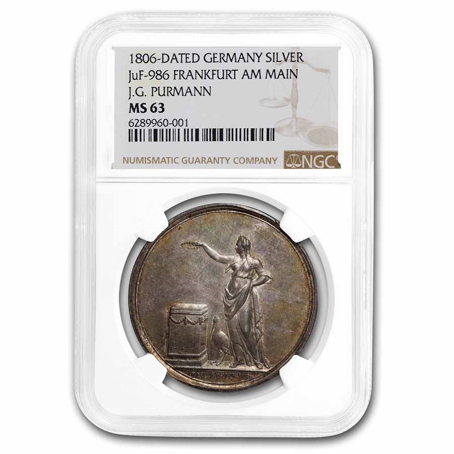 1806 German States Frankfurt Silver Medal MS-63 NGC
