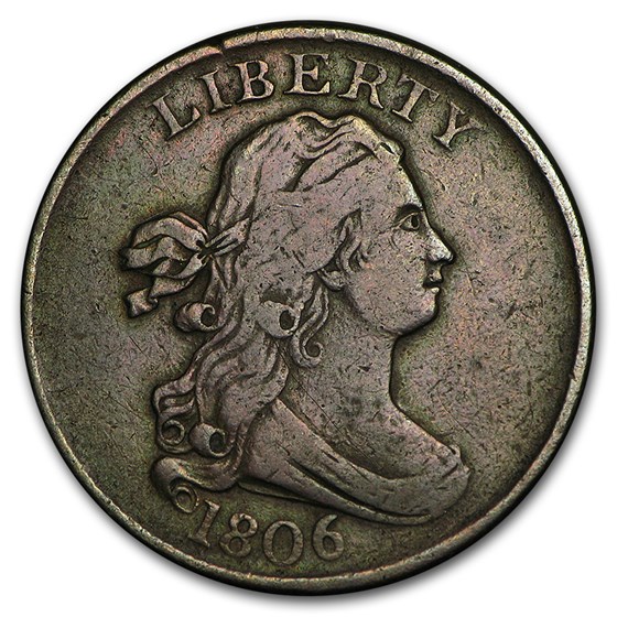1806 Half Cent Small 6, Stemless VF 1806 Half Cent Small 6, Stemless VF