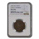 1806 Italy 5 Centesimi Lucca & Piombino MS-63 NGC (Brown)