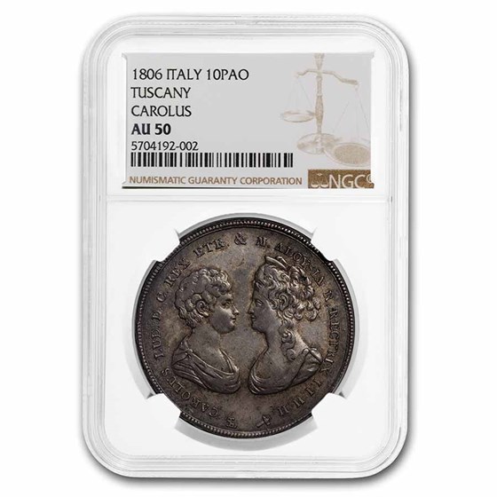 1806 Italy Silver 10 Pao Lucca & Piombino AU-50 NGC 1806 Italy Silver 10 Pao Lucca & Piombino AU-50 NGC