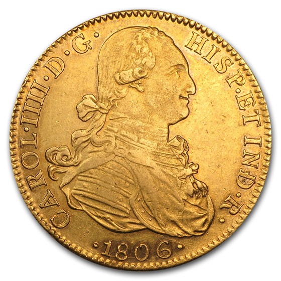 1806 Mo Mexico Gold 8 Escudos Charles IV AU 1806 Mo Mexico Gold 8 Escudos Charles IV AU
