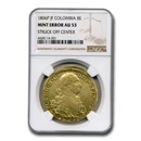 1806 P-JF Colombia AV 8 Escudos AU-53 NGC (Struck Off Center)
