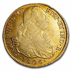1806-P JF Colombia Gold 8 Escudo Charles IV XF