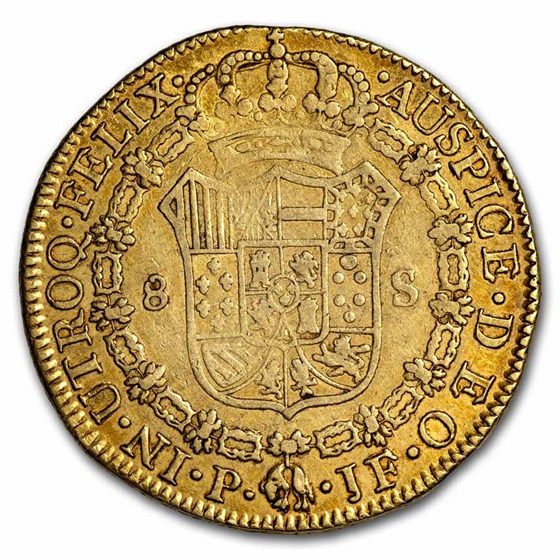1806-P JF Colombia Gold 8 Escudo Charles IV XF