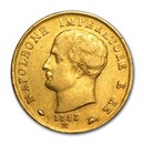 1807-1814 Italy Gold 40 Lire Napoleon I Avg Circ