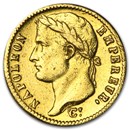1807-1815 France Gold 20 Francs Napoleon I Cleaned
