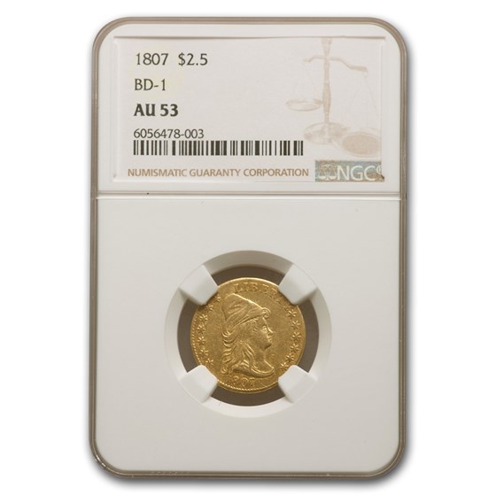 1807 $2.50 Capped Bust Gold Quarter Eagle AU-53 NGC (BD-1) 1807 $2.50 Capped Bust Gold Quarter Eagle AU-53 NGC (BD-1)