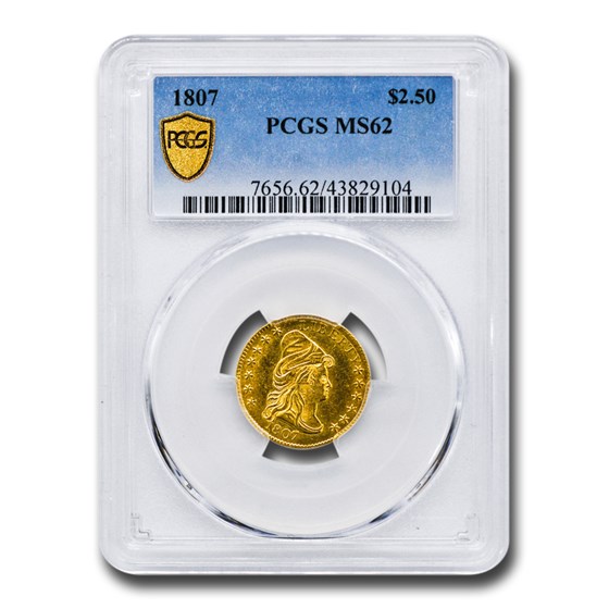 1807 $2.50 Draped Bust Gold Quarter Eagle MS-62 PCGS 1807 $2.50 Draped Bust Gold Quarter Eagle MS-62 PCGS
