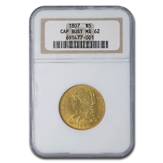 1807 $5 Capped Bust Gold Half Eagle MS-62 NGC