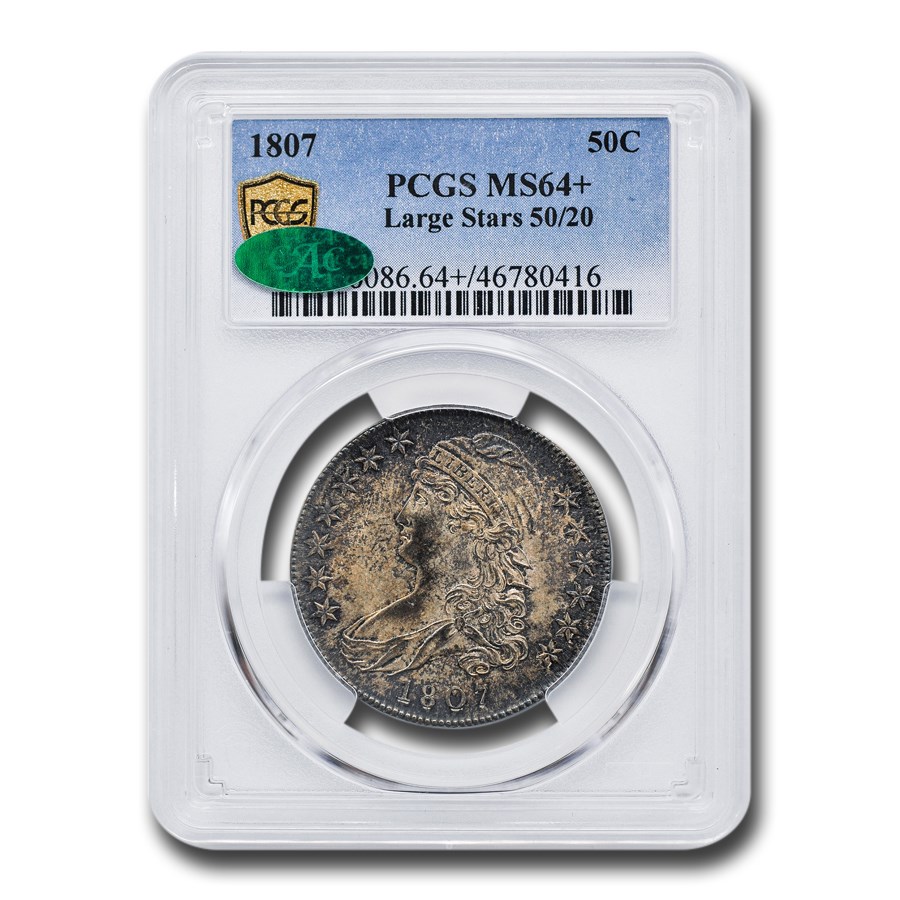 1807 Capped Bust Half Dollar MS-64+ PCGS CAC (Large Stars 50/20)