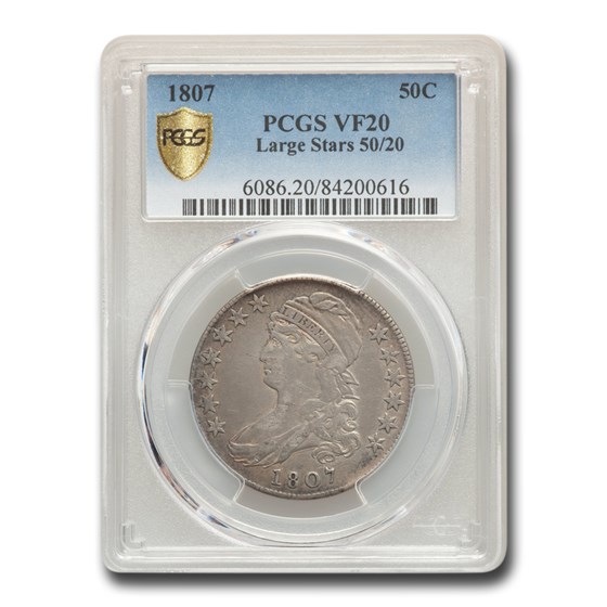 1807 Capped Bust Half Dollar VF-20 PCGS (Large Stars 50/20) 1807 Capped Bust Half Dollar VF-20 PCGS (Large Stars 50/20)