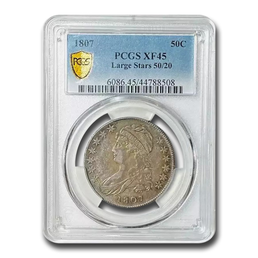 1807 Capped Bust Half Dollar XF-45 PCGS (Large Stars, 50/20)