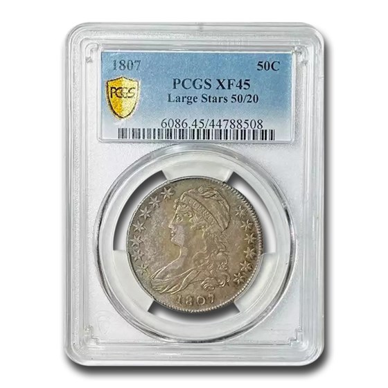1807 Capped Bust Half Dollar XF-45 PCGS (Large Stars, 50/20) 1807 Capped Bust Half Dollar XF-45 PCGS (Large Stars, 50/20)