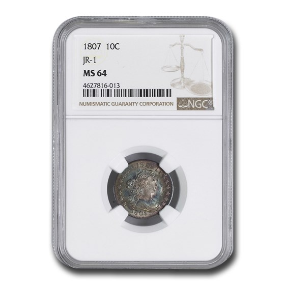 1807 Draped Bust Dime MS-64 NGC (JR-1) 1807 Draped Bust Dime MS-64 NGC (JR-1)