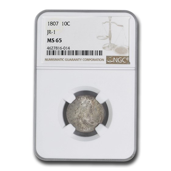 1807 Draped Bust Dime MS-65 NGC (JR-1) 1807 Draped Bust Dime MS-65 NGC (JR-1)