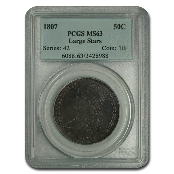 1807 Draped Bust Half Dollar MS-63 PCGS (Large Stars)