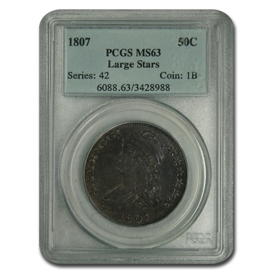 1807 Draped Bust Half Dollar MS-63 PCGS (Large Stars) 1807 Draped Bust Half Dollar MS-63 PCGS (Large Stars)