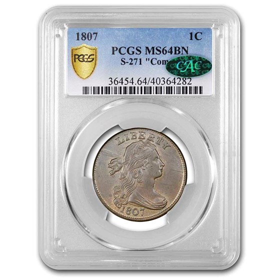 1807 Draped Bust Large Cent MS-64 PCGS CAC (Brown, S-271, Comet) 1807 Draped Bust Large Cent MS-64 PCGS CAC (Brown, S-271, Comet)
