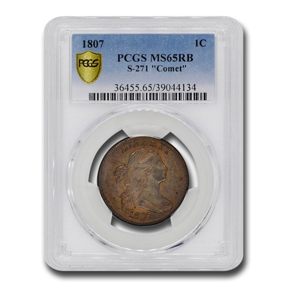 1807 Draped Bust Large Cent MS-65 PCGS (Red/Brown, S-271 'Comet') 1807 Draped Bust Large Cent MS-65 PCGS (Red/Brown, S-271 'Comet')