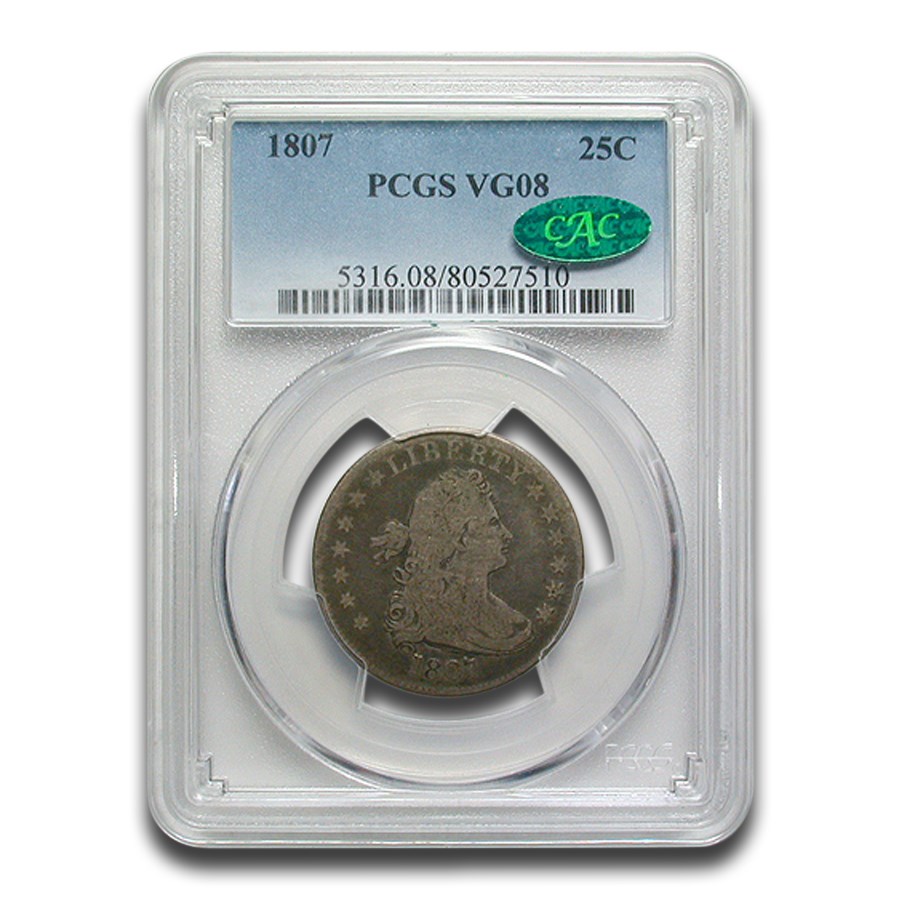 1807 Draped Bust Quarter VG-8 PCGS CAC