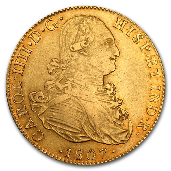 1807 Mo Mexico Gold 8 Escudos Charles IV XF 1807 Mo Mexico Gold 8 Escudos Charles IV XF